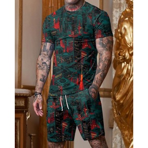 Ensemble short de sport pour homme fitness taille haute slim yoga simple ensemble short et chemise grande taille - Product Image 4