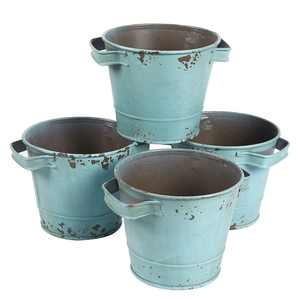 Wholesale Set of Three Handcrafted White Galvanized Metal Planters with <b>Tray</b> Powder Coated for Garden Decoration Customizable - Product Image 5