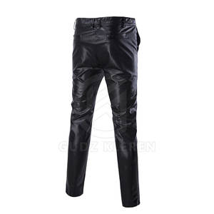 Pantalones de cuero PU para hombre Ropa de moda de invierno Pantalones de cuero Cintura alta Cremallera Pantalón de cuero de color sólido - Product Image 2