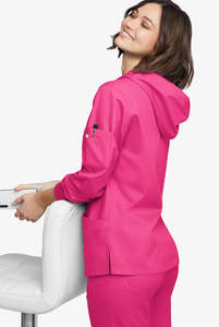 Sudadera con capucha médica para mujer con cordón y bolsillo de utilidad - Product Image 3