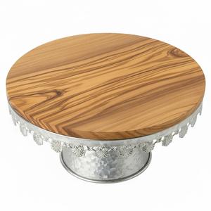 Plateau de service à 2 niveaux en bois de manguier et en métal de fer de grande qualité avec finition cuivre, organisateur décoratif de cuisine, plateau décoratif pour la maison - Product Image 6