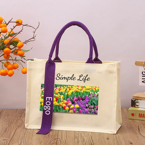Vente en gros de fleurs sauvages personnalisées, sac fourre-tout en toile, sac carré en toile en coton fabriqué au Viet Nam - Product Image 5