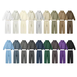 Conjuntos de sudadera y sudadera deportiva bordada en 3D para hombre del fabricante Chándales en blanco en material de poliéster y algodón - Product Image 1