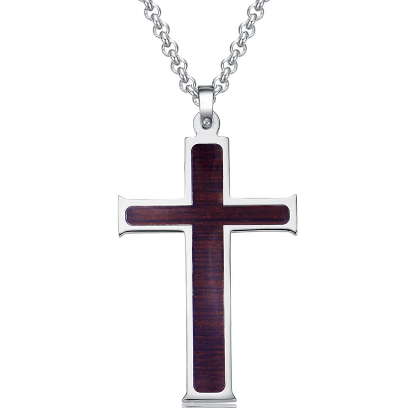 Sıcak özel İsa mens için hıristiyan erkek Vintage kolye paslanmaz çelik çapraz zincir kolye erkekler için moda takı kolye