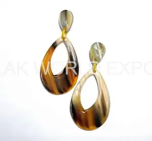 Buffalo horn and Brass earing with silver plated hooks for women fashion from FALAK WORLD EXPORT