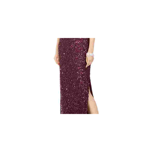 Abito da sera Adrianna Papell da donna con perline, lunghezza al pavimento, vita naturale, linea ad A, vestibilità a tubino, con decorazioni di paillettes, taglia XL - Colore Vino - Product Image 3