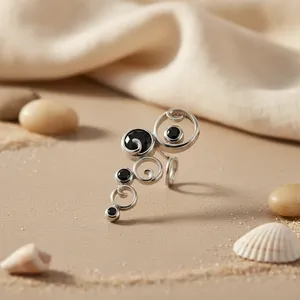 Collier pendentif en argent plaqué or rhodié 925 avec pierre précieuse noire, bois, diamant/perle, cadeau pour femme avec motif en forme de chiffre - Product Image 3