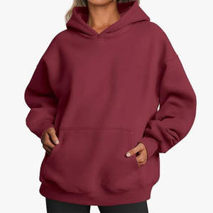 Sweats à capuche pour femmes en coton 100% avec logo personnalisé, taille plus, couleur unie, tricot d'hiver, fabrication OEM personnalisée, faible MOQ - Product Image 3
