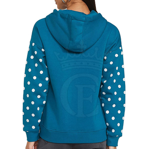 Servicio de OEM logotipo personalizado impresión invierno mujeres sudaderas con capucha logotipo frontal contraste de Color 100% algodón Streetwear al por mayor - Product Image 2