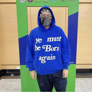 Puff Printing Hoodie Set Logo Man Plain Pullover Cotton <b>String</b> Oversized Hoodies Custom Heavyweight Blank Hoody - Product Image 3