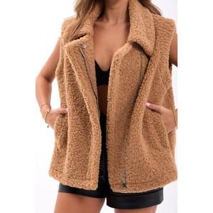 Chaleco de Felpa Color Camel 6719 para Usar como Prenda Exterior - Product Image 3