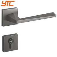 Serrure de porte moderne YMC en bois massif noir avec poignée silencieuse en aluminium pour chambre à coucher, quincaillerie de maison, vente en gros