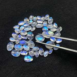 Cabochons en pierre de lune jaspe de feu bleu naturel pierres précieuses de forme ovale polies tailles mélangées en vrac pour la fabrication de bijoux - Product Image 4