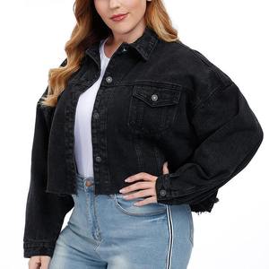 2025 nueva chaqueta de mezclilla de invierno con bolsillos negros patrón sólido ropa tejida transpirable para mujeres chaquetas de mezclilla - Product Image 4