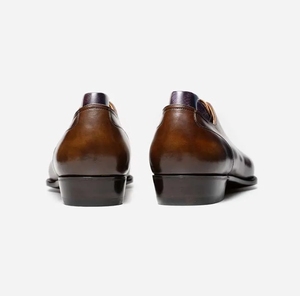 Chaussures habillées Oxford en cuir véritable pour hommes, marron, bout rond, à lacets, pour affaires, bureau, mariage - Product Image 4