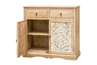 Meuble de rangement rustique en bois massif à deux portes, deux tiroirs, Buffet sculpté, Buffet, manga, armoire de rangement en bois massif