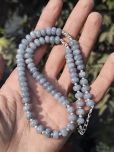 Perles rondes facettées en angelite bleue 6 mm, colliers de perles fines naturelles pour mariage ou cadeau - Product Image 2
