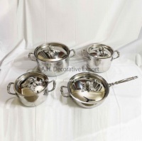 Batterie de cuisine de luxe classique en acier inoxydable martelé avec boutons en forme de citrouille, ensemble de casseroles et marmites, ustensiles de cuisine de qualité alimentaire, en vente