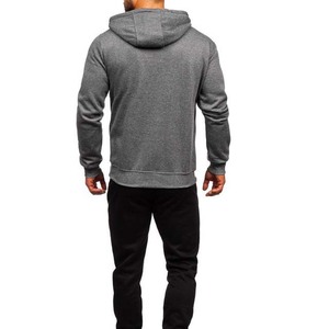 Chándal Informal de Algodón para Hombre, Color Gris, con Capucha, Cierre de Cremallera, Manga Larga, Color Sólido, con Bolsillos Laterales, Estilo Otoñal, Corte Regular - Product Image 3