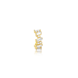 Boucles d'oreilles en cartilage avec pierres CZ taille baguette, faites à la main en Turquie, en argent sterling 925, vente en gros, bijoux pour femmes - Product Image 5