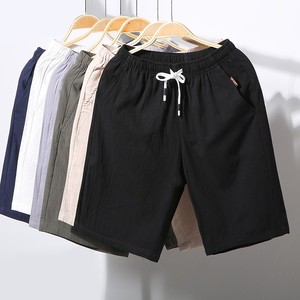 Shorts d'été décontractés pour hommes, respirants et infroissables, 100 % lin, taille mi-haute élastique, tissés, grandes tailles, vente chaude, directement du Bangladesh - Product Image 1