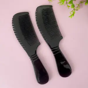 Handmade Black Natural Buffalo Anti Static Horn Comb Pocket Horn Comb Middle Age Comb Head Massage Helps Blood Circulation agate