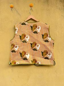 Chaleco reversible de algodón hecho a mano en India, chaleco unisex, chaqueta sin mangas estilo boho para mujer, chaleco ligero para usar en capas, regalo para ella - Product Image 5