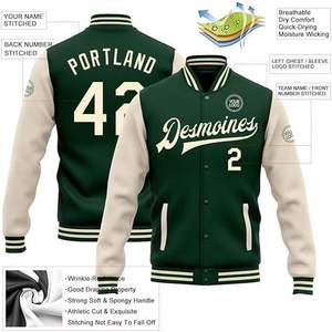 Veste universitaire en cuir/laine de haute qualité pour homme avec manches en polyester/coton Logo personnalisé sur le devant Veste de baseball d'hiver - Product Image 2