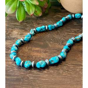Collier en turquoise et argent sterling style Navajo, perles de type Campitos, chaîne à brins multiples - Product Image 4