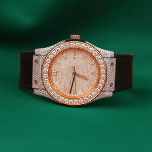 Montre de luxe en acier inoxydable avec bracelet en cuir, résistante à l'eau, affichage analogique, mouvement ETA, diamant moissanite - Product Image 1