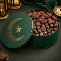 Boîte cadeau de luxe pour le Ramadan, boîte ronde en carton rigide pour dattes et chocolat