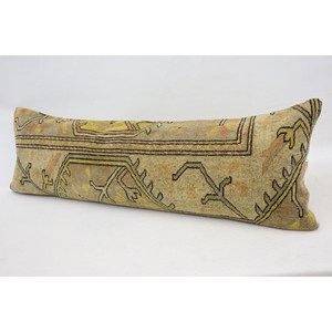 Luxury Bohemian Kantha Patterned Wool <b>Pillow</b> 16x48 Inch Beige Woven Floral Square Design for Living Room Bedding for <b>Christmas</b> - Product Image 4