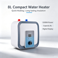 Calentador de Agua Eléctrico de 8L para Debajo del Fregadero, 1500W, Calentamiento Rápido, Carcasa de Plástico, Uso Doméstico, Compatible con OEM, ODM, CKD