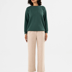 Sweat-shirt en molleton à col rond imprimé pour femme avec logo sur le devant, 100% coton, streetwear, pull-over - Product Image 1