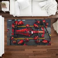Tapis en laine gris imprimé patchwork Ferrari Formule 1 Charles Leclerc, écologique, traditionnel, pour salle à manger, épaisseur moyenne, en latex