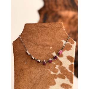 Navajo Handmade <b>Choker</b> Necklace with Purple Spiny Oyster & Sterling <b>Silver</b> Geometric Shape for Gift - Product Image 1