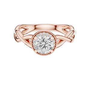 Bague de fiançailles pour femme avec halo de diamants de laboratoire ronds de 0,79 CT, VVS-VS EF CVD, or 18 carats, 14 carats, 10 carats et argent 925, rose - Product Image 1