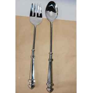 Nouvelle conception de service à salade et cuillère écologiques avec poignée en perles de verre, outils à salade en acier inoxydable, ensemble de couverts, passe au lave-vaisselle - Product Image 3