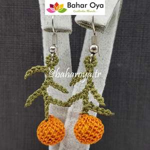 Turuncu İğne Oyası Ardıç Küpe Moda Elbisesi Başörtüsü - Product Image 1
