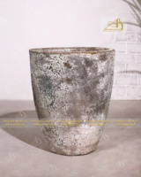 Titanic AT362H67GBA Art-home Ceramics Pot de fleurs moderne en céramique galvanisée vert-brun, accessoires pour mini-jardin et paysage en mousse