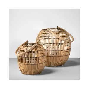 Decoración de Mesa para Fiesta de Bodas, Farol de Ratán, Portavelas, Farol de Bambú Tejido a Mano Natural, Estilo Bohemio Rústico, Personalizable - Product Image 1