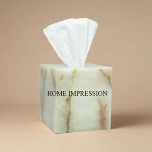 Tapa para Caja de Pañuelos de Resina Blanca/Nácar/Madera con Diseño de Hoja, Accesorio de Baño de Piedra Natural, Juego de Baño Clásico Hecho a Mano con Logotipo Grabado con Láser - Product Image 6