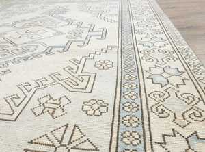 Oushak tradicional 12x15 Alfombra de lana hecha a mano blanco gris tejido a mano colorido sala de estar alfombra de área alta para el hogar coche 8x10 10x14 - Product Image 3