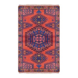 Tapis persan à motifs médaillons noué à la main en laine et coton naturels, couleur rouge, 5'2 x 3'5, Pan2141 - Product Image 1