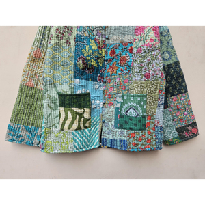 Indian Vintage Cotton <b>Jacket</b> for Women Handcrafted Patchwork <b>Quilted</b> Unique Bohemian Style Decorated Rivets Printed Techniques - Product Image 5