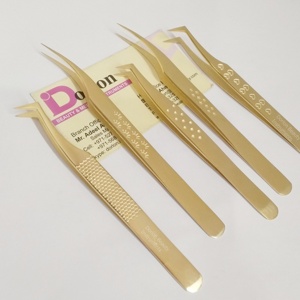 Custom Design Gold-Plated Eyelash Extension Tweezers Stainless Steel Heart and Lash Grip Customize Tip Eyelash Tweezers - Product Image 2