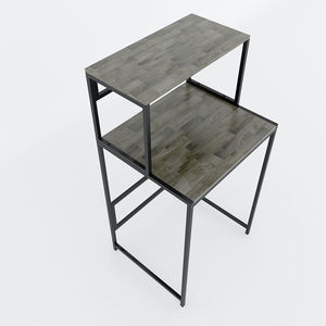 Étagère à lave-linge à 2 niveaux en bois de caoutchouc avec structure en fer thermolaqué pour salle de bain (installation sur pied) - Product Image 4