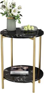 Table d'appoint design de luxe en fer et en marbre avec base en métal durable et beau dessus en pierre de marbre - Product Image 4