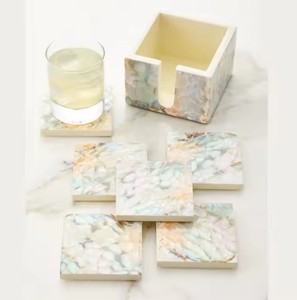 Dessous de verre rond en incrustation d'os meilleure qualité artisanat bois d'acacia et nacre sous-verres faits à la main bois boisson thé sous-verres - Product Image 4