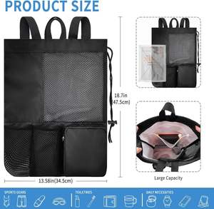 Quick Dry Swimming Mesh Drawstring <b>Bag</b> Lightweight Breathable Beach & Pool Storage Sack Durable Mesh <b>Swim</b> Drawstring Backpack - Product Image 6